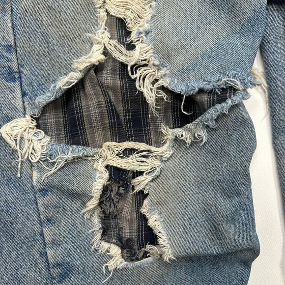 Vintage Carhartt Destroyed Distressed Flannel Lined Workwear Jeans 34 x 36 - Picture 4 of 12